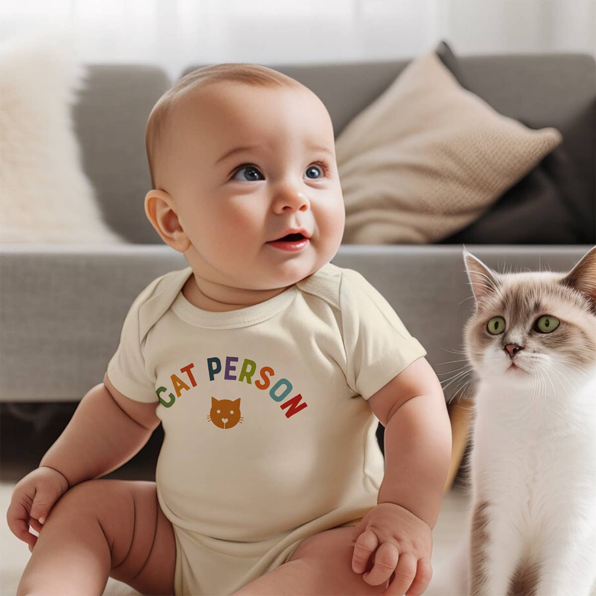 Cat Person Printed Cotton Baby Onesie – Funny Pet Lover Gift for Babies Lifetsye