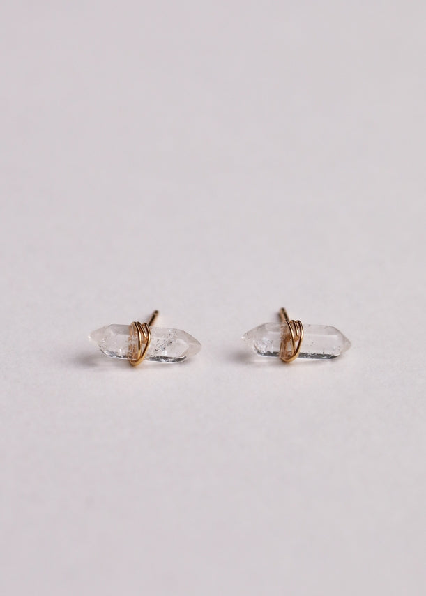 Mineral Point Crystal Stud Earrings - Clear Quartz