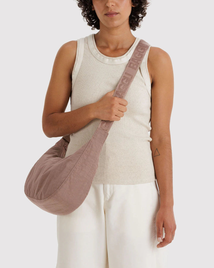 Medium Nylon Crescent Bag - Toasted Almond - Hello World Modern Mercantile
