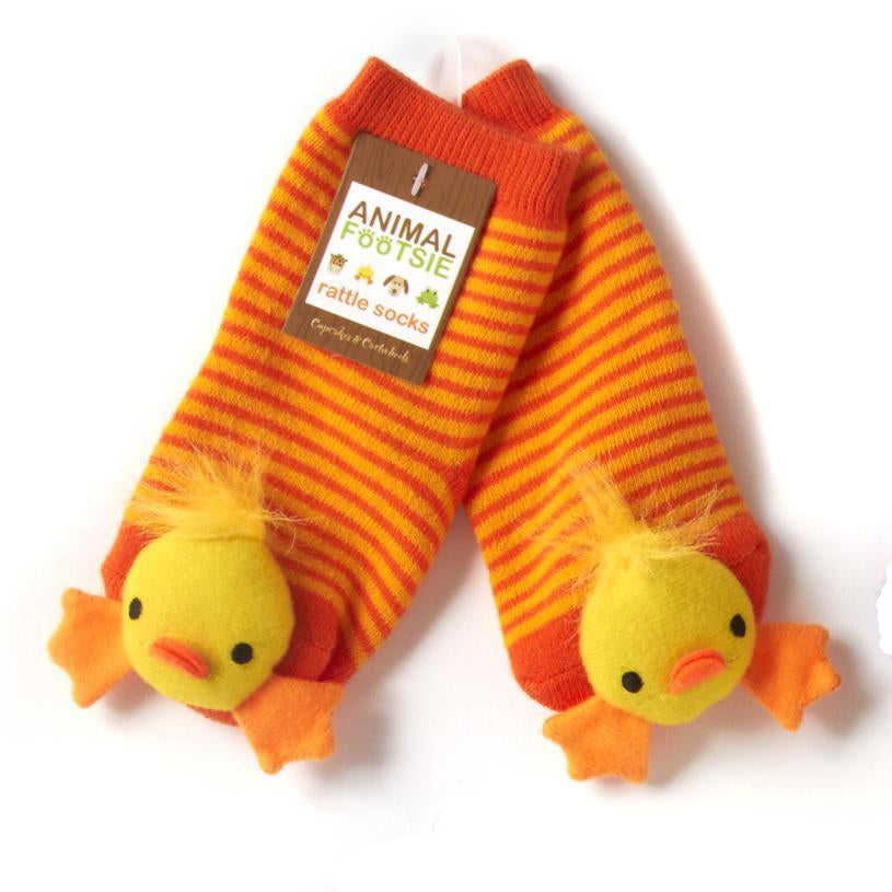Animal Plush Baby Rattle Footsie Socks - Hello World Modern Mercantile