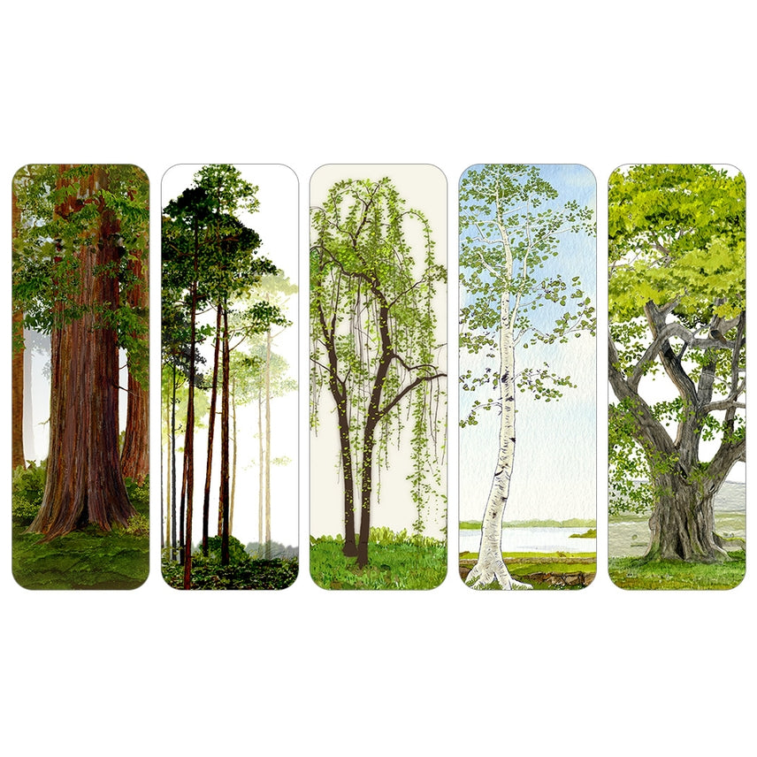 Watercolor Nature-Inspired Illustrations Bookmarks Set of 5 - Temple of Trees