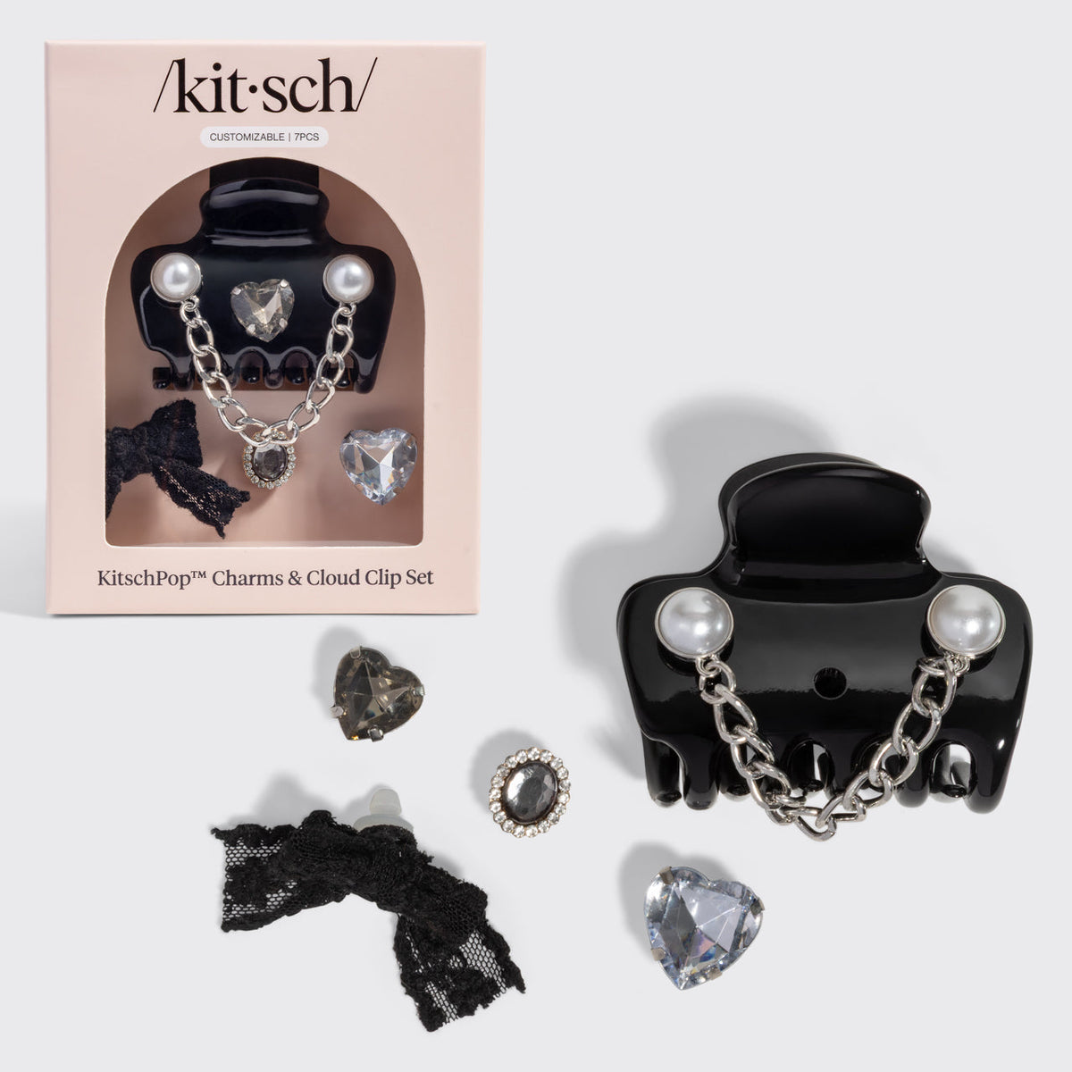 Kitschpop Cloud Clip & Charms Set - Black