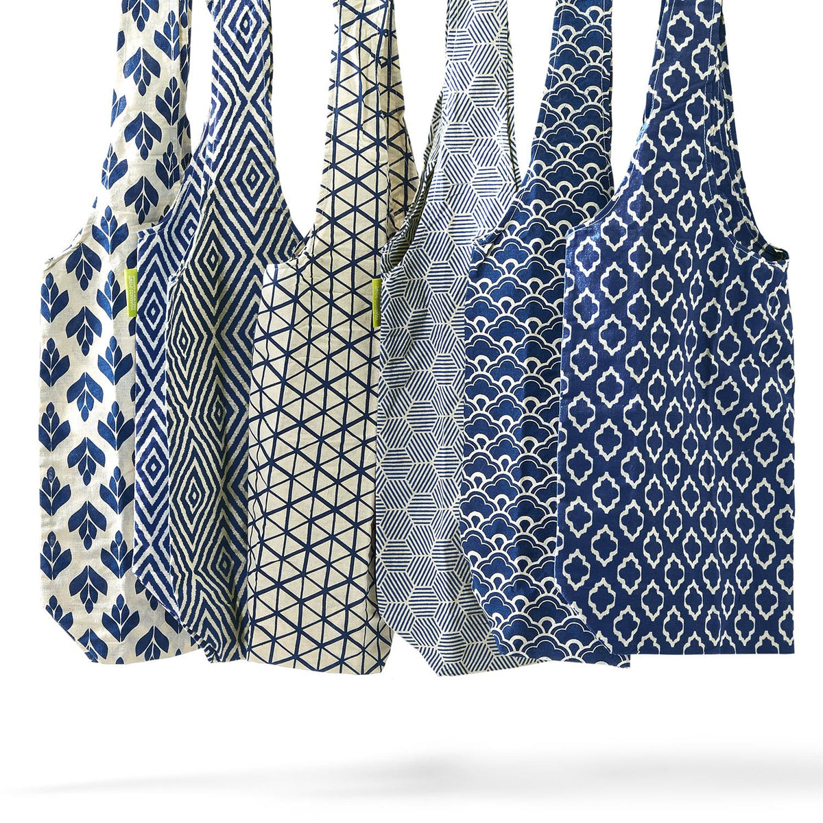 Indigo Inspired Cotton Market Tote Bag - Hello World Modern Mercantile