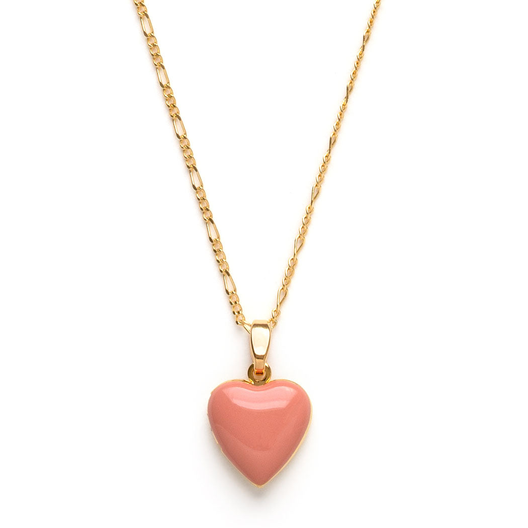 Color Enamel Heart Locket 14K Gold Plated Necklace - Hello World Modern Mercantile