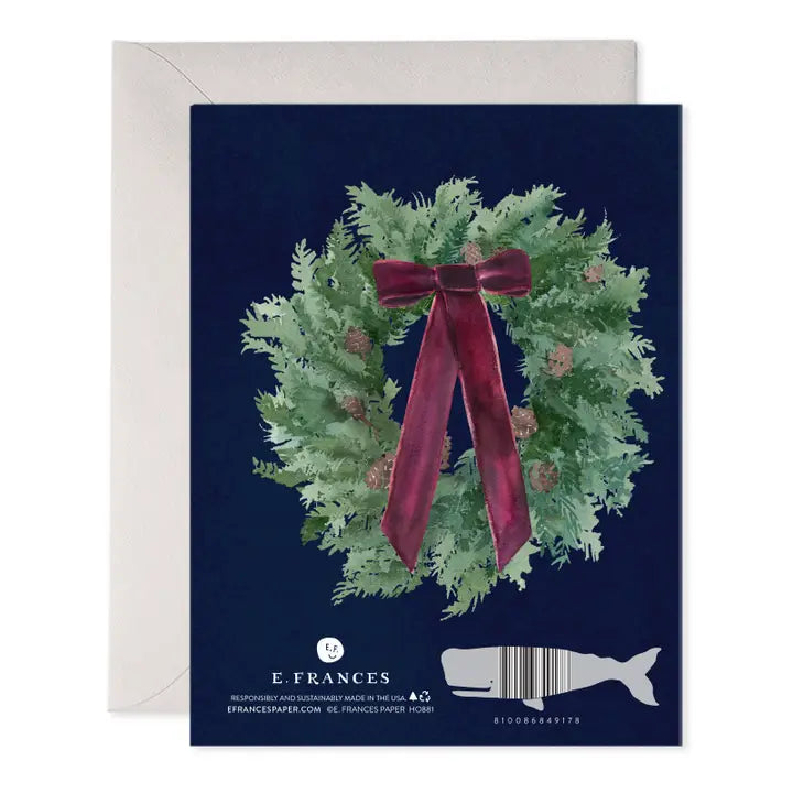 We Wish You A Merry Christmas Watercolor Wreath Greeting Card