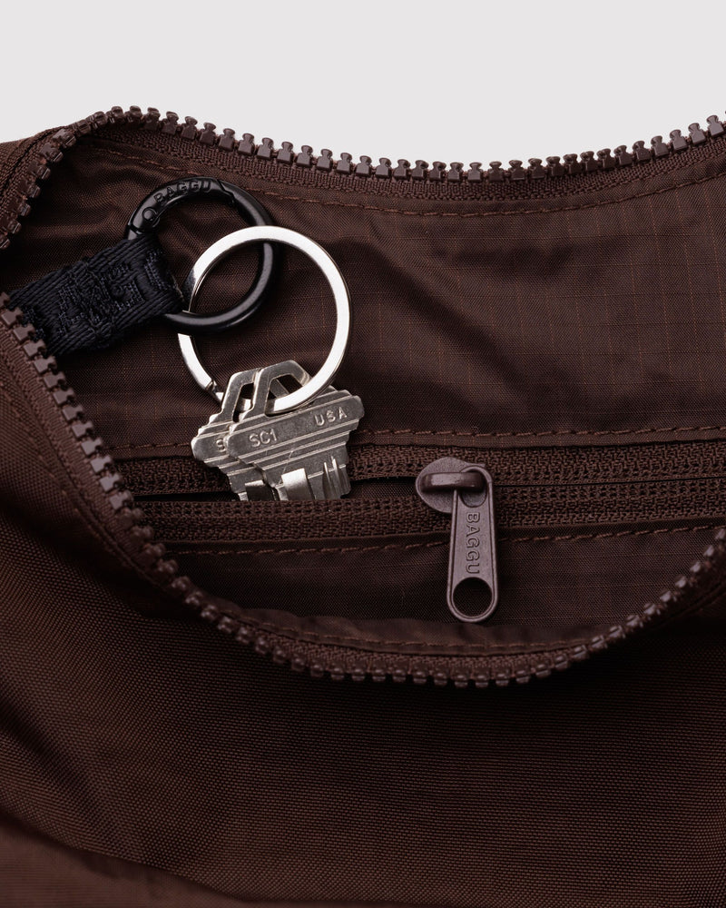 Small Nylon Crescent Bag - Coffee