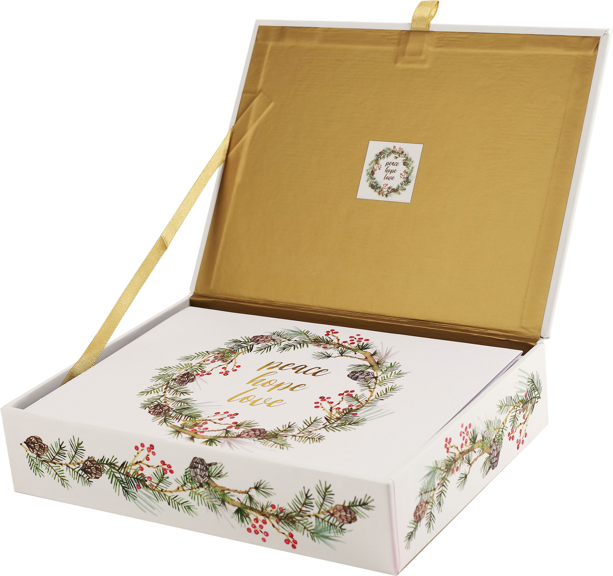 Festive Wreath Deluxe Box Holiday Cards
