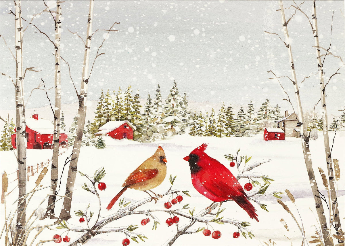 Cardinals in Winter Deluxe Box Holiday Cards