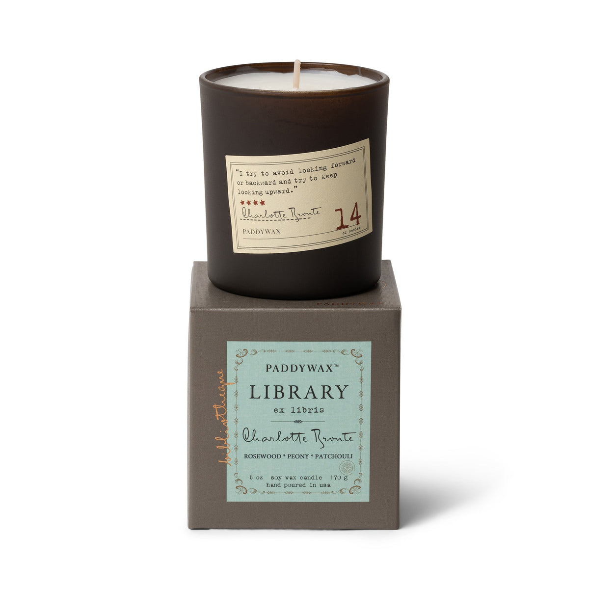 Library 6 oz Candle - Charlotte Bronte (Rosewood, Peony, Patchouli)