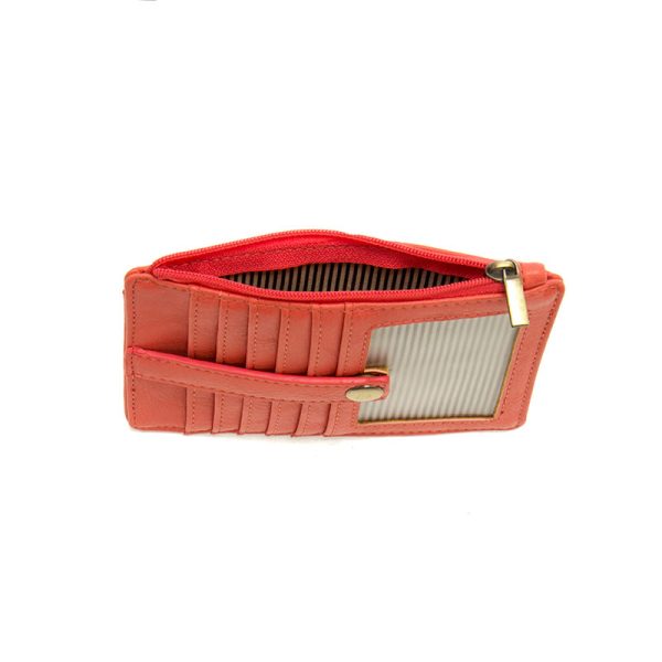 Vegan Leather Penny Mini Travel Wallet - Living Coral