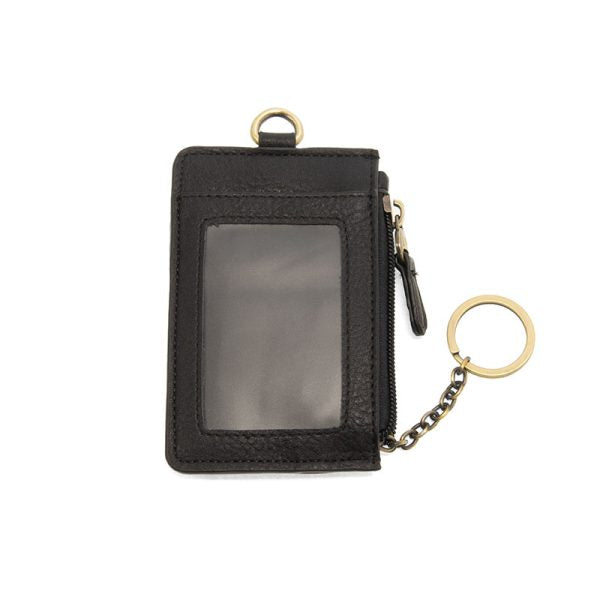 Vegan Leather Dolly Small Keyring Card Wallet - Black