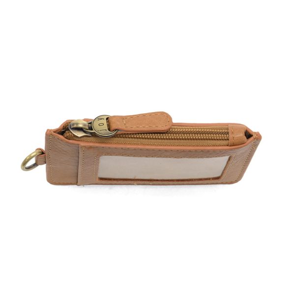 Vegan Leather Dolly Small Keyring Card Wallet - Mid Tan