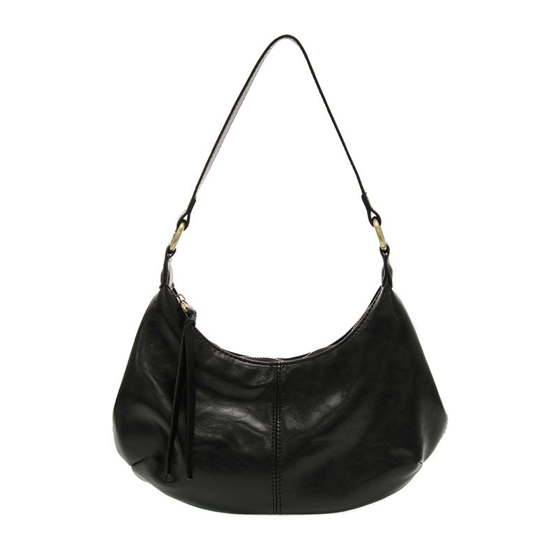 Vegan Leather Giselle Small Hobo Bag - Black