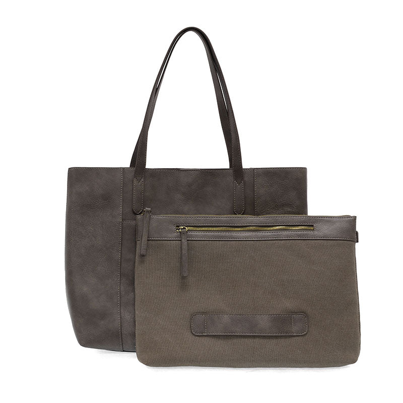 Vegan Leather Laptop Sondra Commuter Tote Bag - Taupe