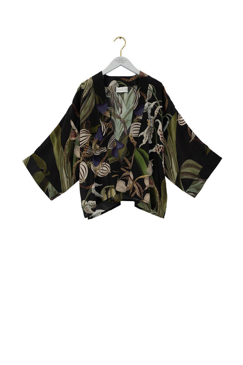 Orchid Black Crepe Kimono