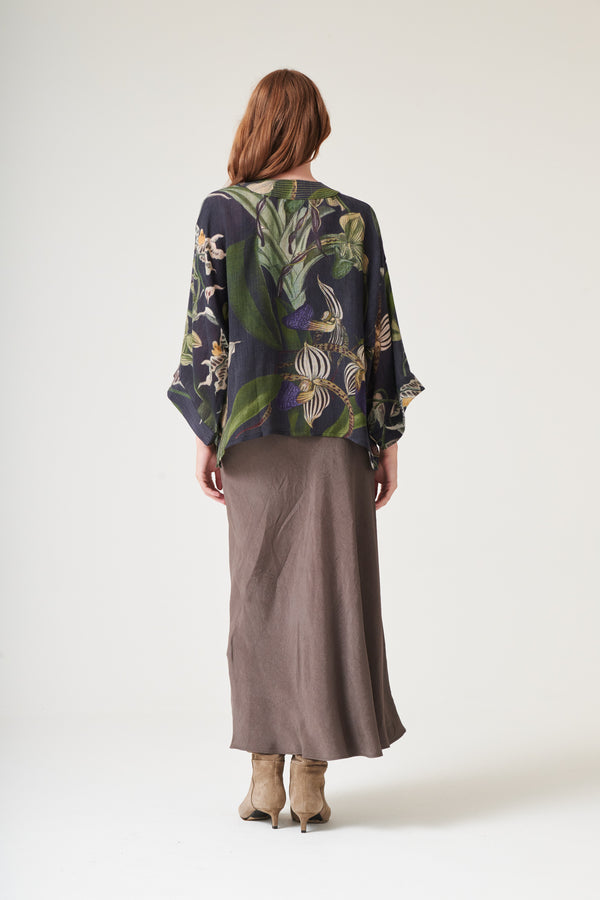 Orchid Black Wool Kimono