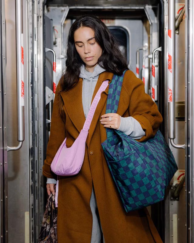 Small Nylon Crescent Bag - Peony