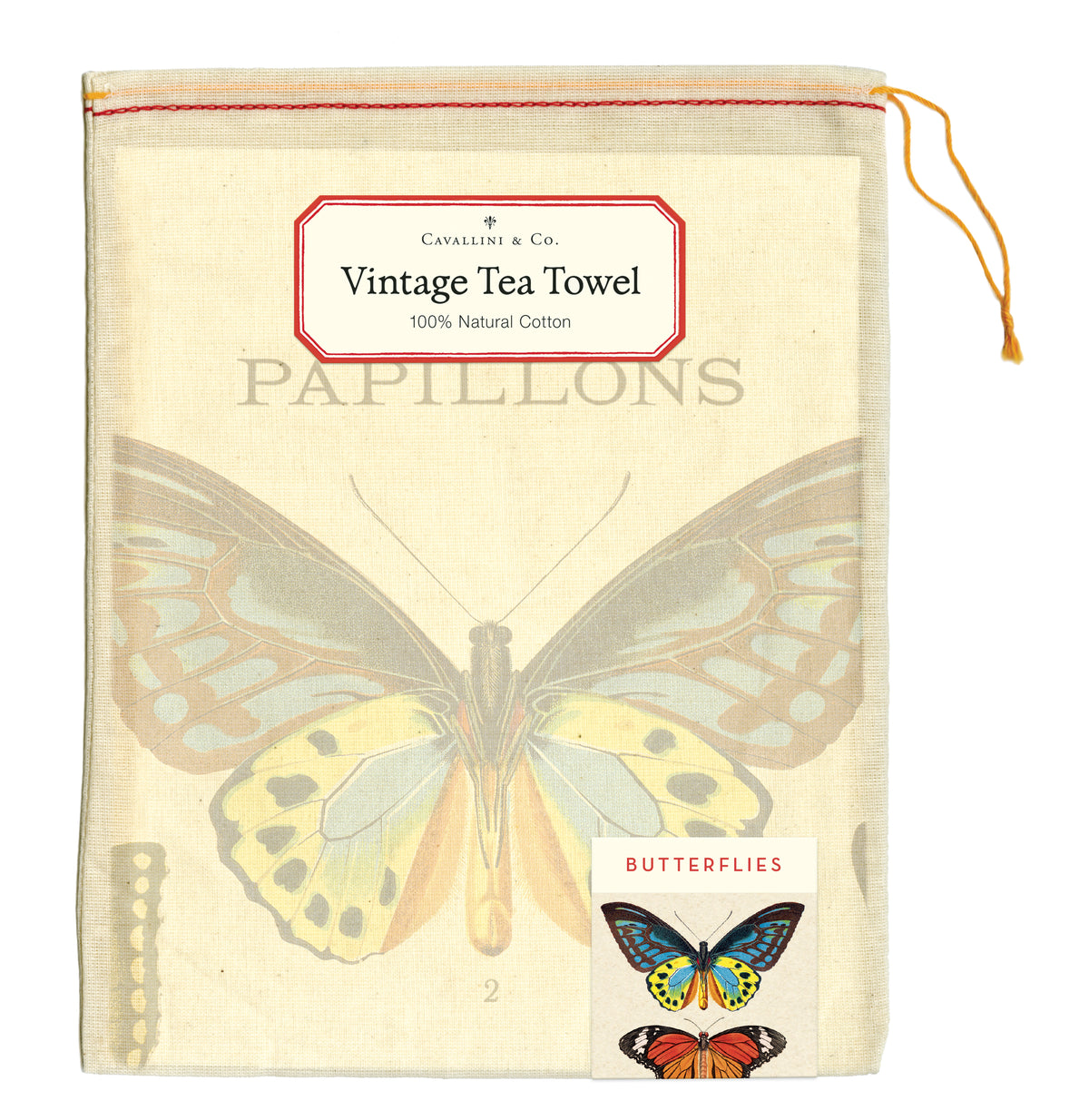 Vintage-Style Tea Towel - Butterflies