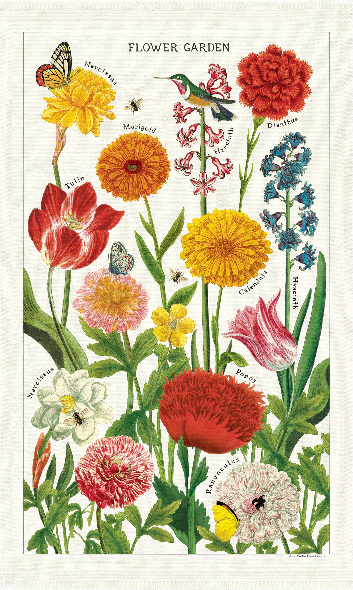 Vintage-Style Tea Towel - Flower Garden