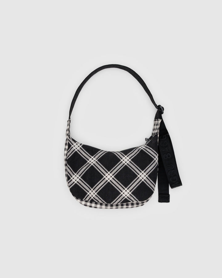 Small Nylon Crescent Bag - Mixed Plaid