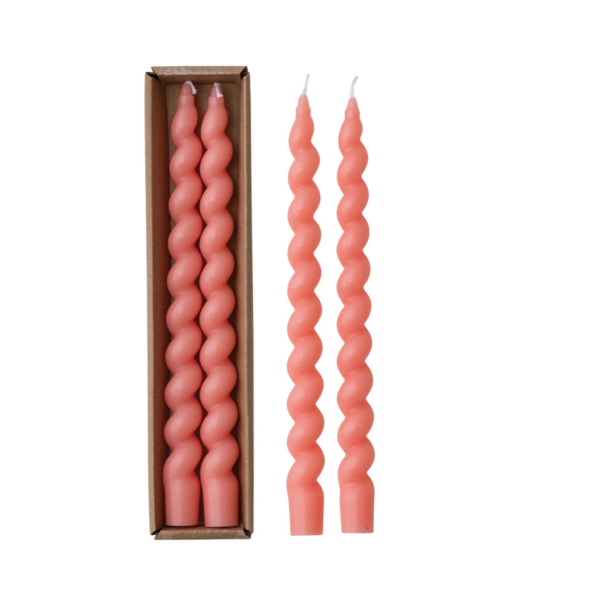 Unscented Twisted Taper Candles Boxed Set of 2 - Pink