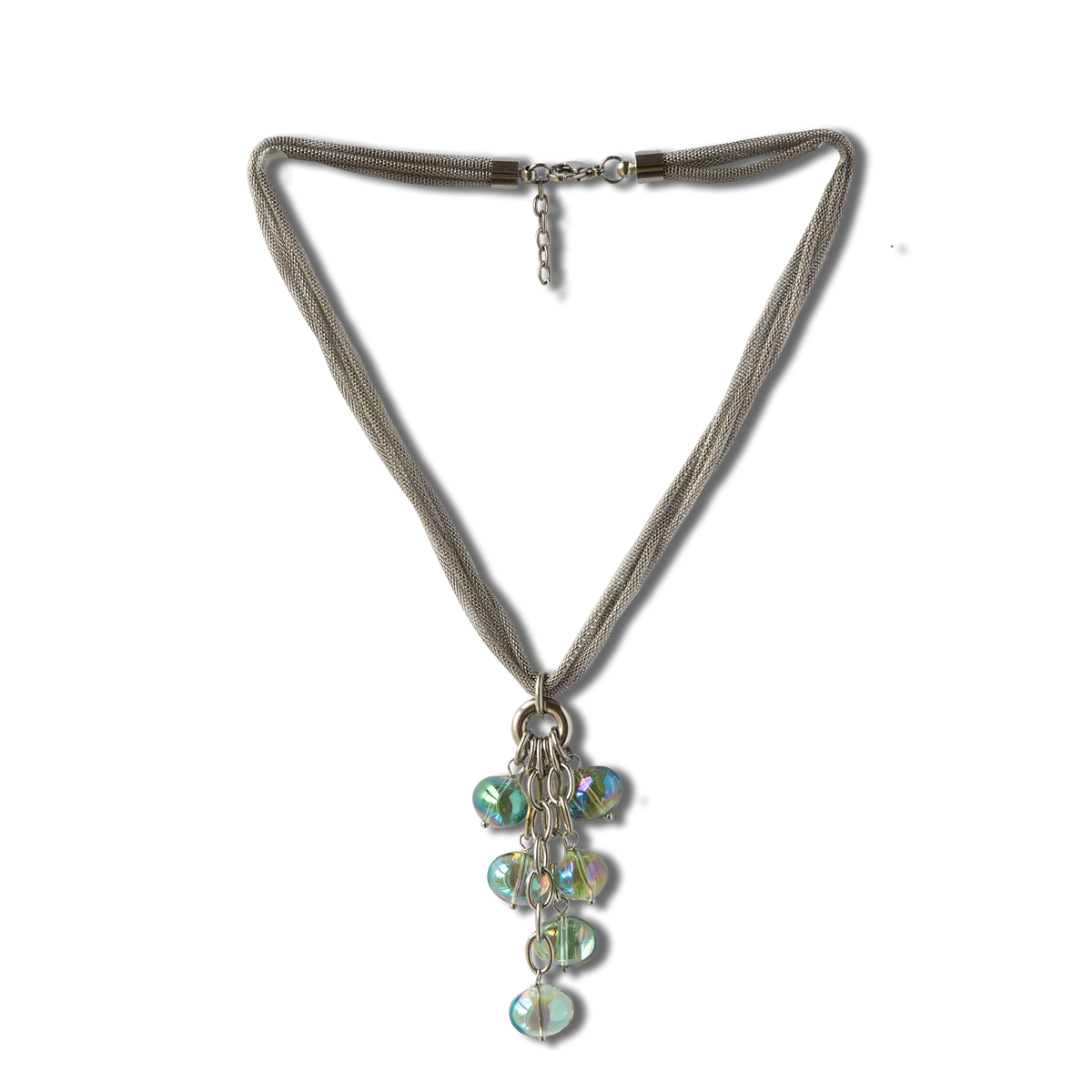 Shallow Tide Glass Bauble Necklace - Silver/Aurora Borealis