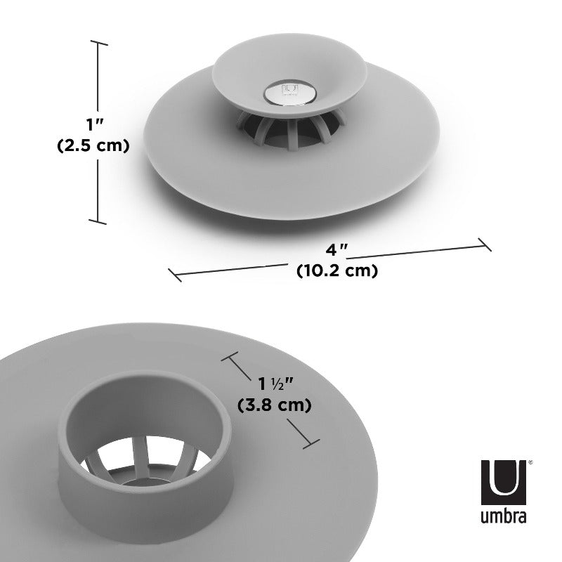 FLEX Drain Plug and Hair Catcher Grey Dimensions