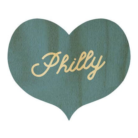 Philly Heart Wooden Fridge Magnet - Blue