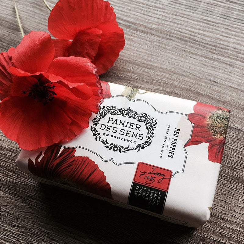 French Red Poppies Natural Bar Soap with Shea Butter 7oz