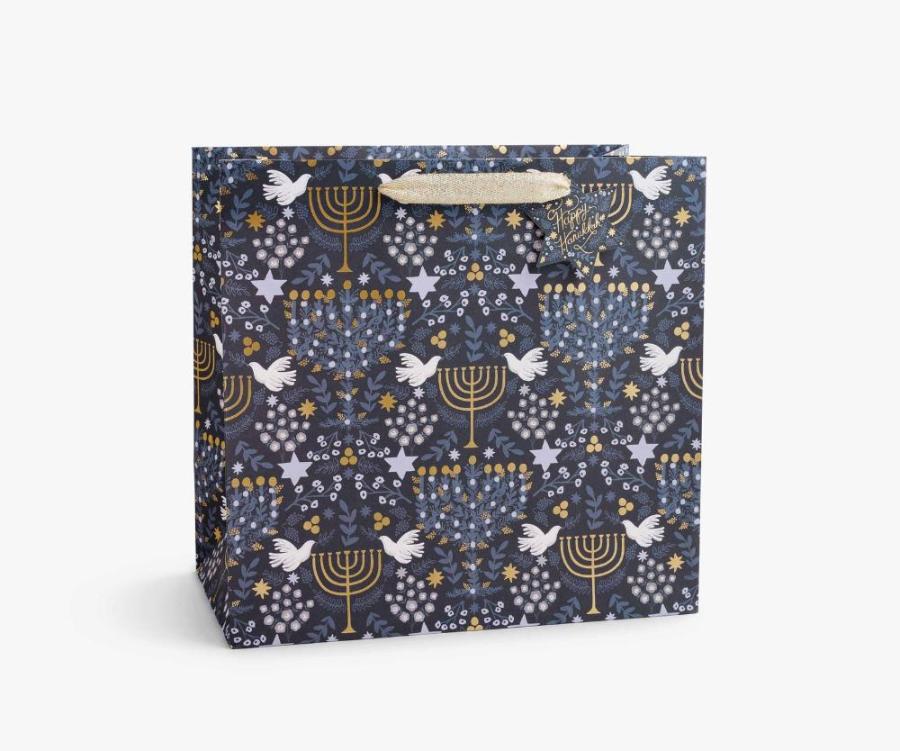 50% Off Final Sale - Laurel Menorah Hannukah Holiday Gift Bag