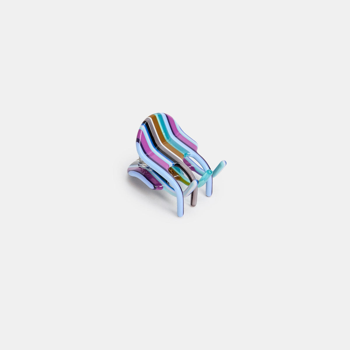 Mini Hair Claw Clip in Frances Multicolor Stripe on a white background