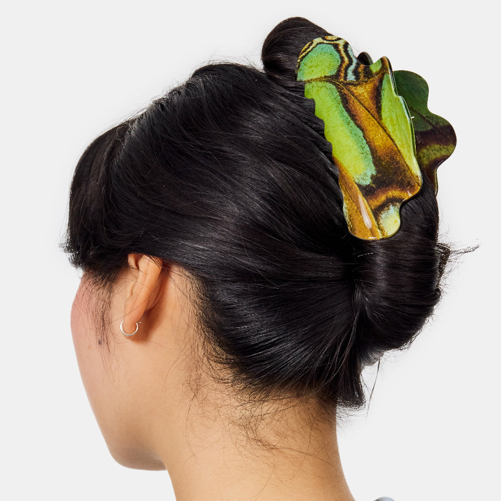 Chunks Nimbus Hair Claw Clip in Malachite Butterfly in updo hairstyle