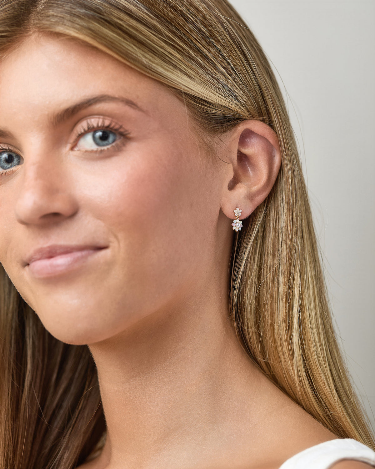 Tiny Flora Icy CZ & Pearl Drop Earrings - Hello World Modern Mercantile