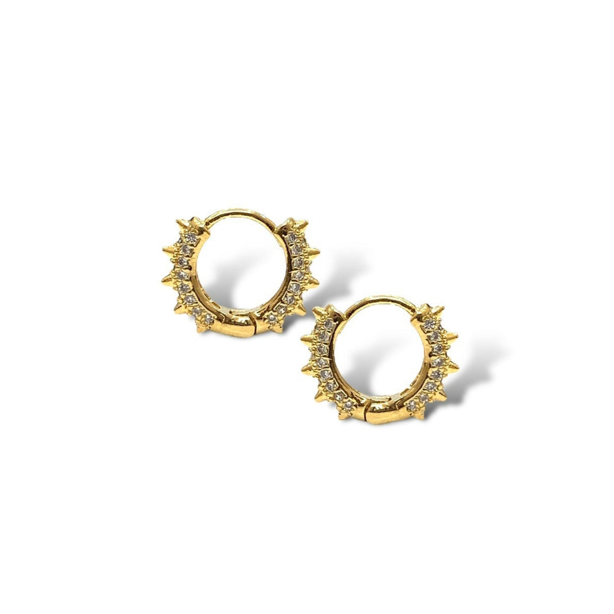 Petite Spike CZ Studded Huggie Hoop Earrings
