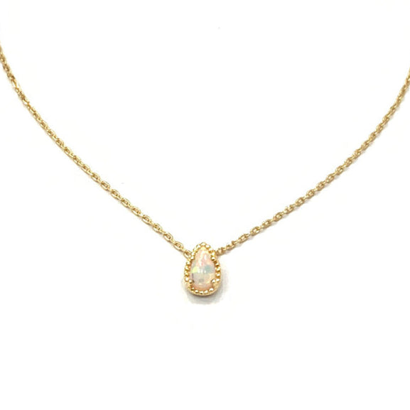 Opal Teardrop Mini Pendant Necklace