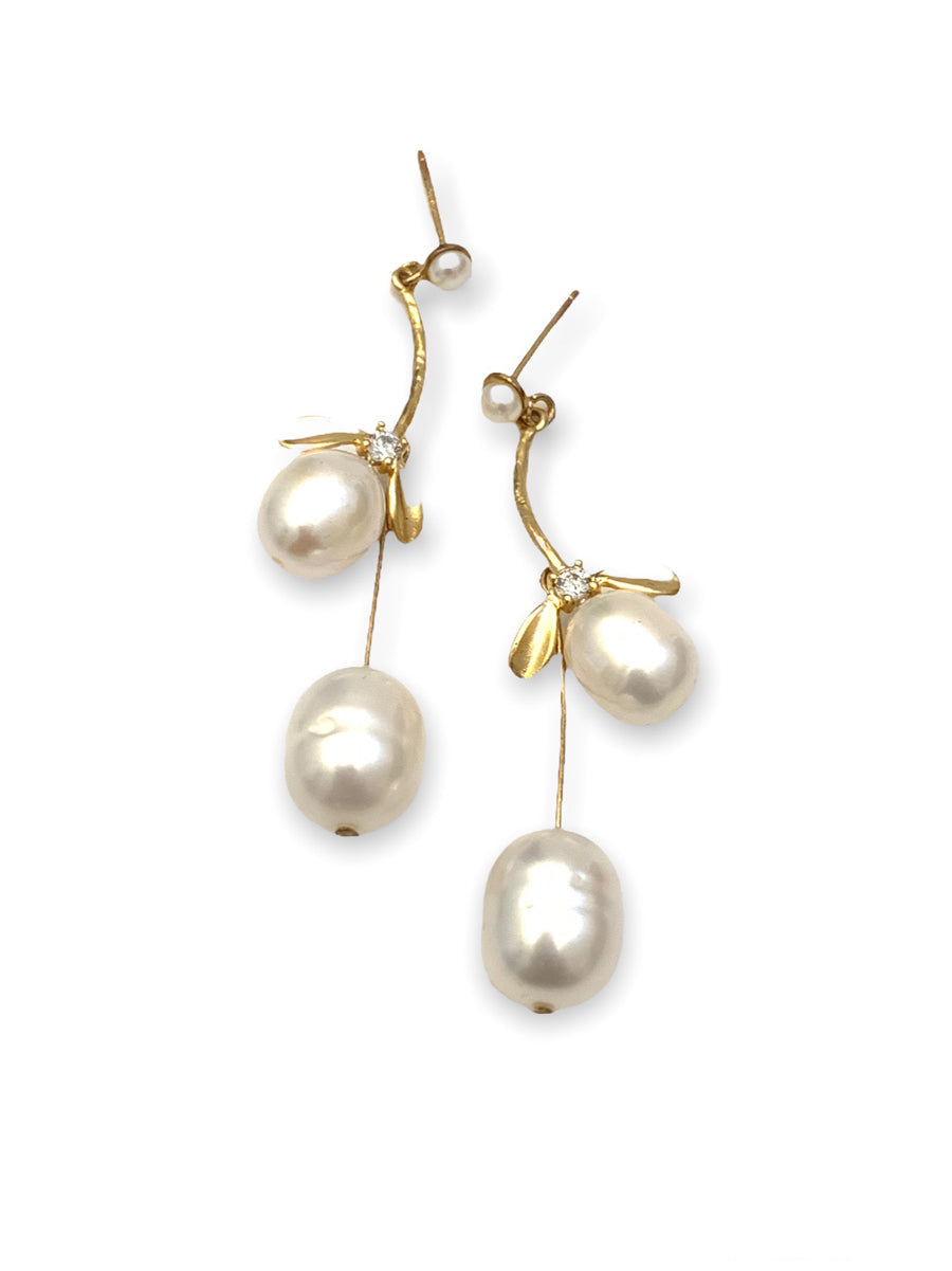 Botanical Blooms Double Pearl Drop Earrings