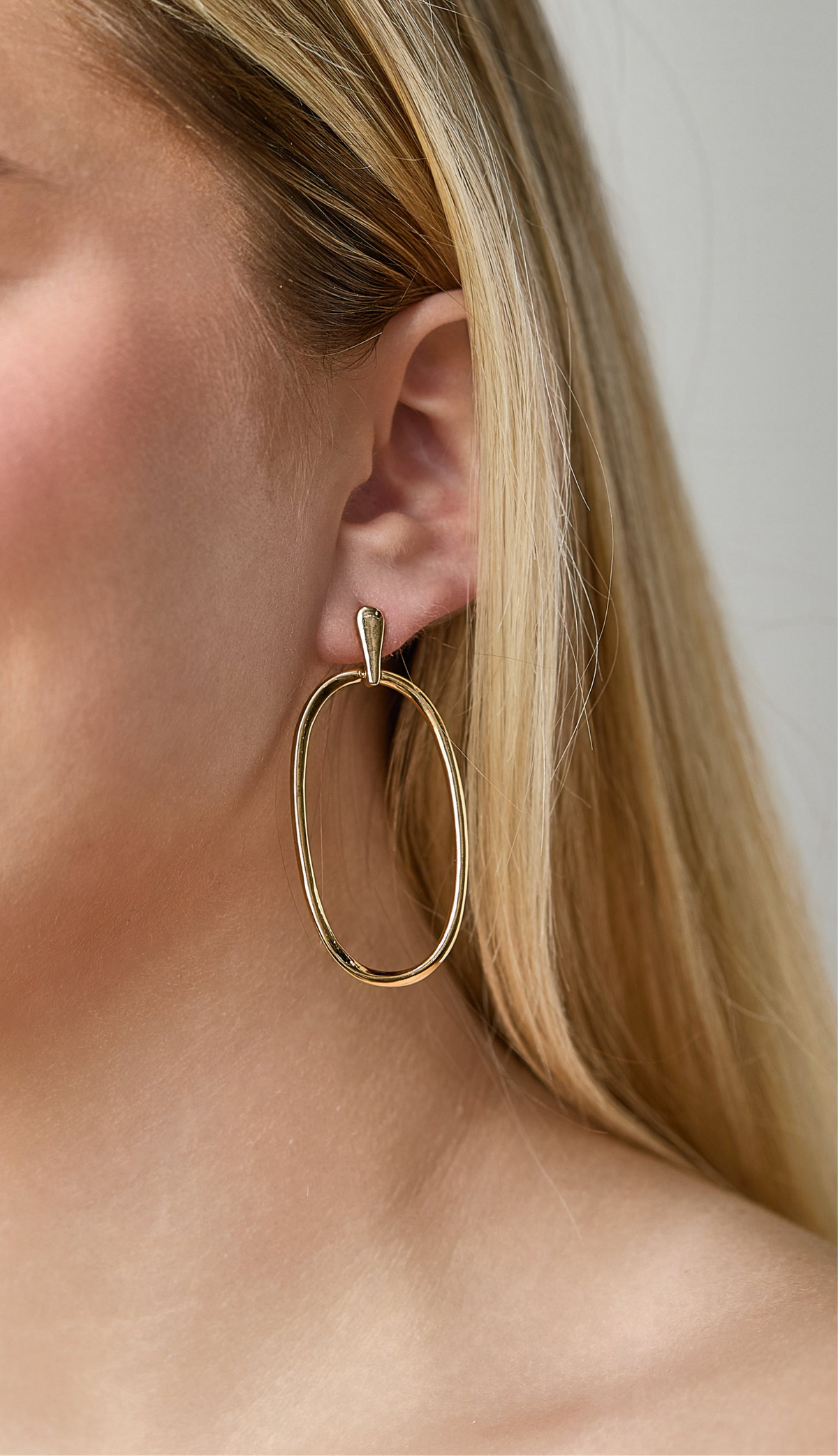 Large Open Oval Drop Earrings