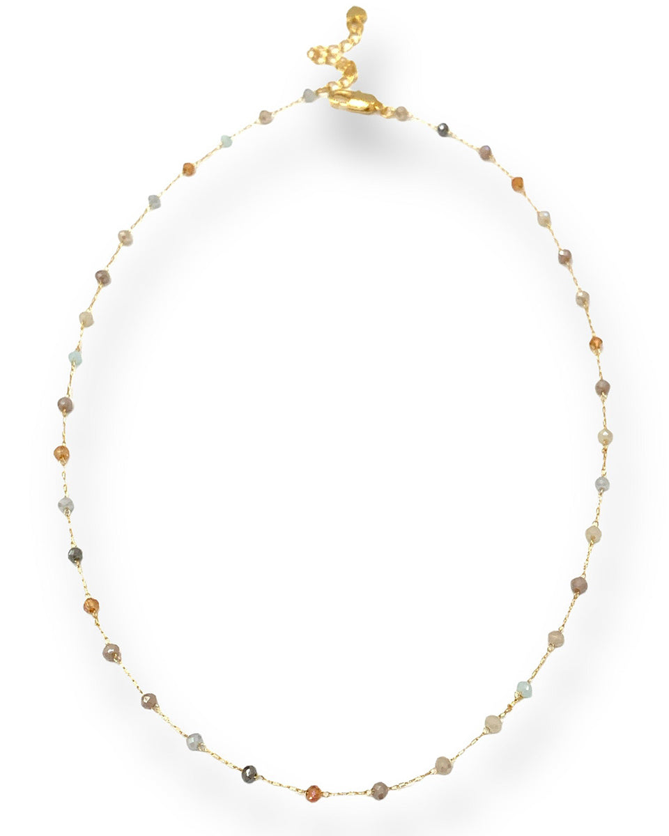 Quartz Pastel Mixed Bead Chain Necklace