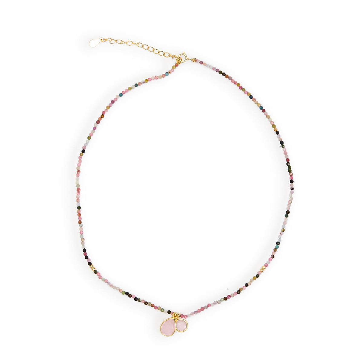 Rose Quartz Charm Tourmaline Necklace