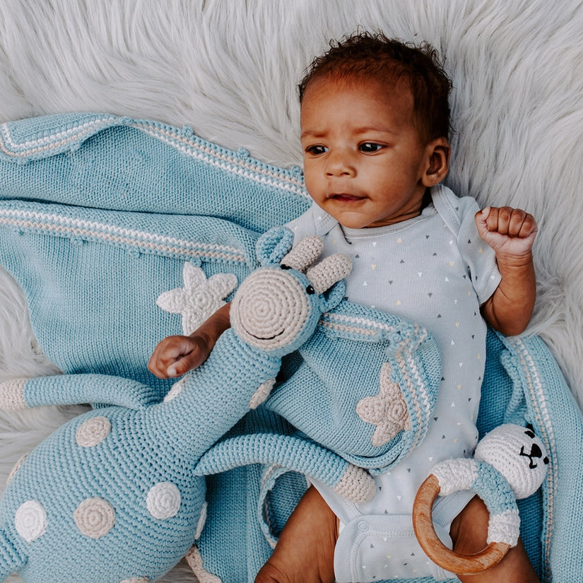 Duck Egg Blue - Organic Pastel Bunny Teething Ring