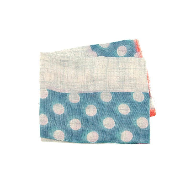 Brushed Big Polka Dot Long Scarf - Blue
