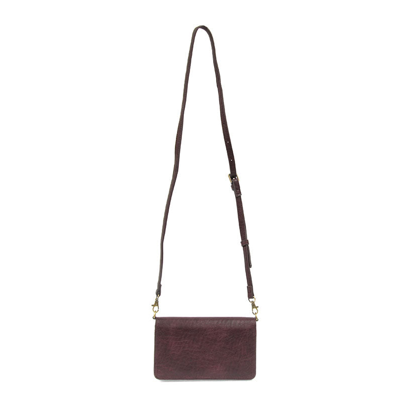Aubergine Dark Purple Vegan Leather Mini Foldover Billie Adjustable Crossbody Strap