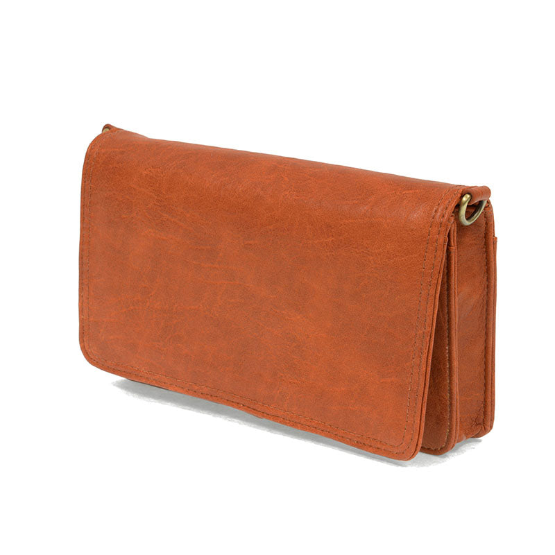 Pumpkin Vegan Leather Mini Foldover Billie Crossbody Side View