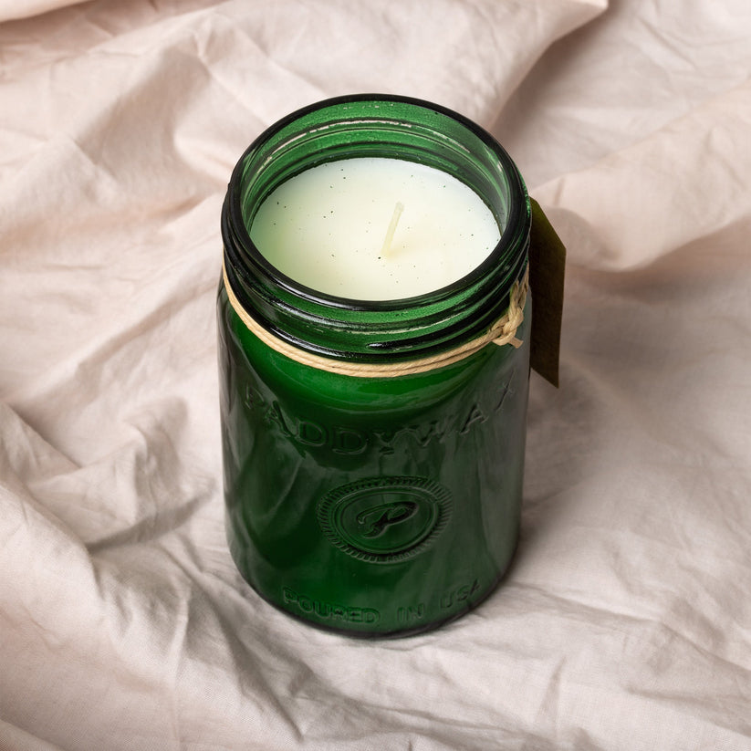 Paddywax Candle Co Relish 9.5 oz Candle Balsam + Fir Green Jar Lifestyle