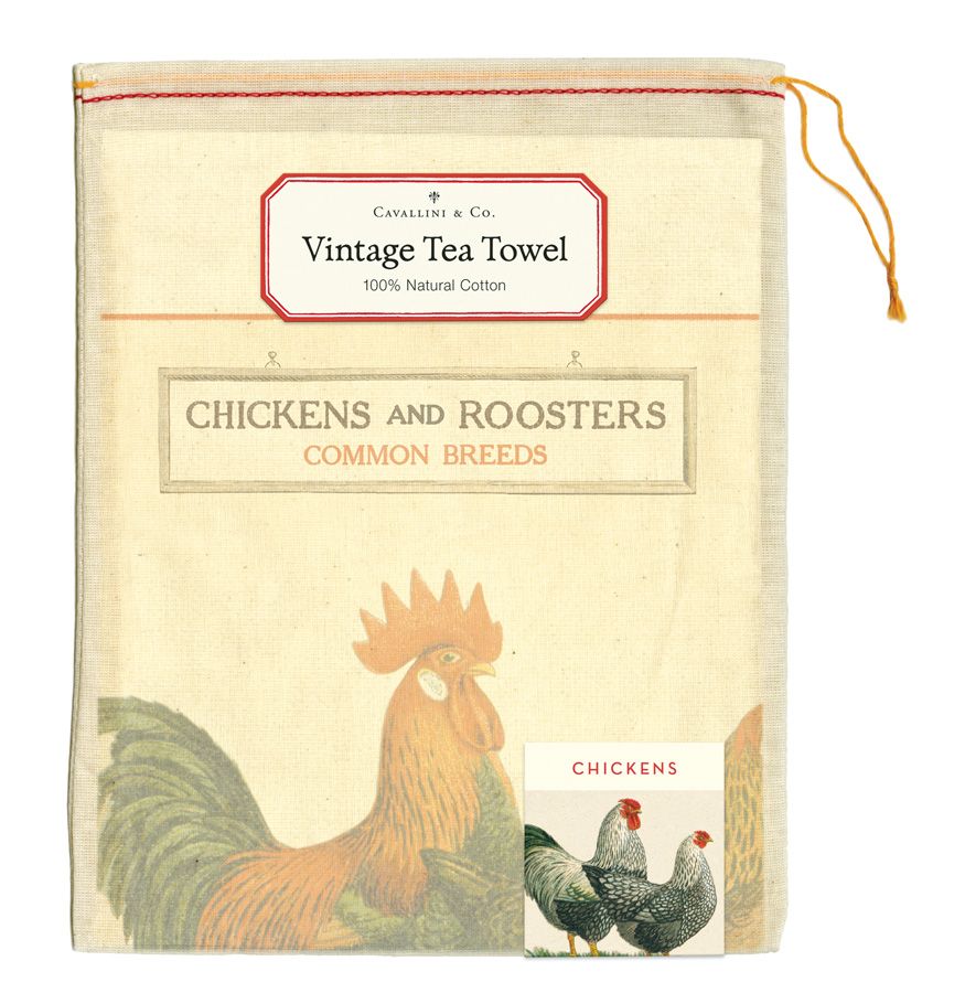 Vintage-Style Tea Towel - Chickens