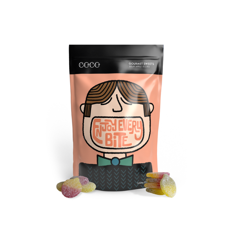 Gourmet Sweets Sour Gummy Candy Sour Apple Jellies