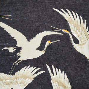 One Hundred Stars Stork Printed Lightweight Scarf in Black Close Up Detail View