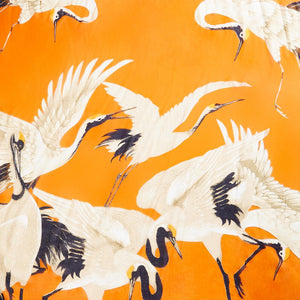 Great Heron Lightweight Printed Scarf in Tangerine Orange Close Up Detail of Print