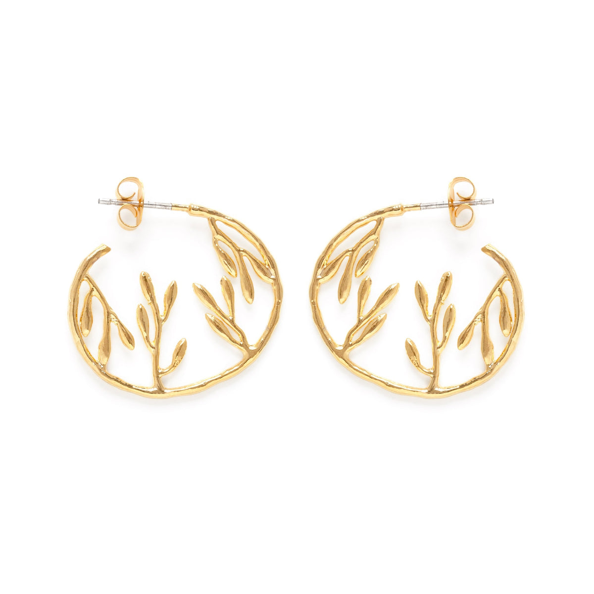 Tropical Foliage Sculpted Hoop Earrings