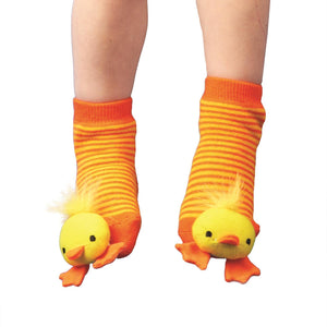 Animal Plush Baby Rattle Footsie Socks - Hello World Modern Mercantile